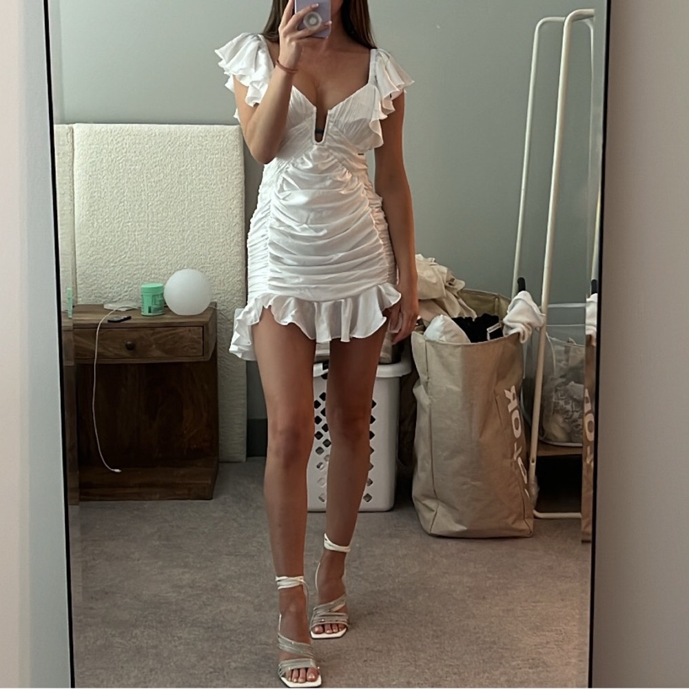 ASOS White Ruffle Mini Dress